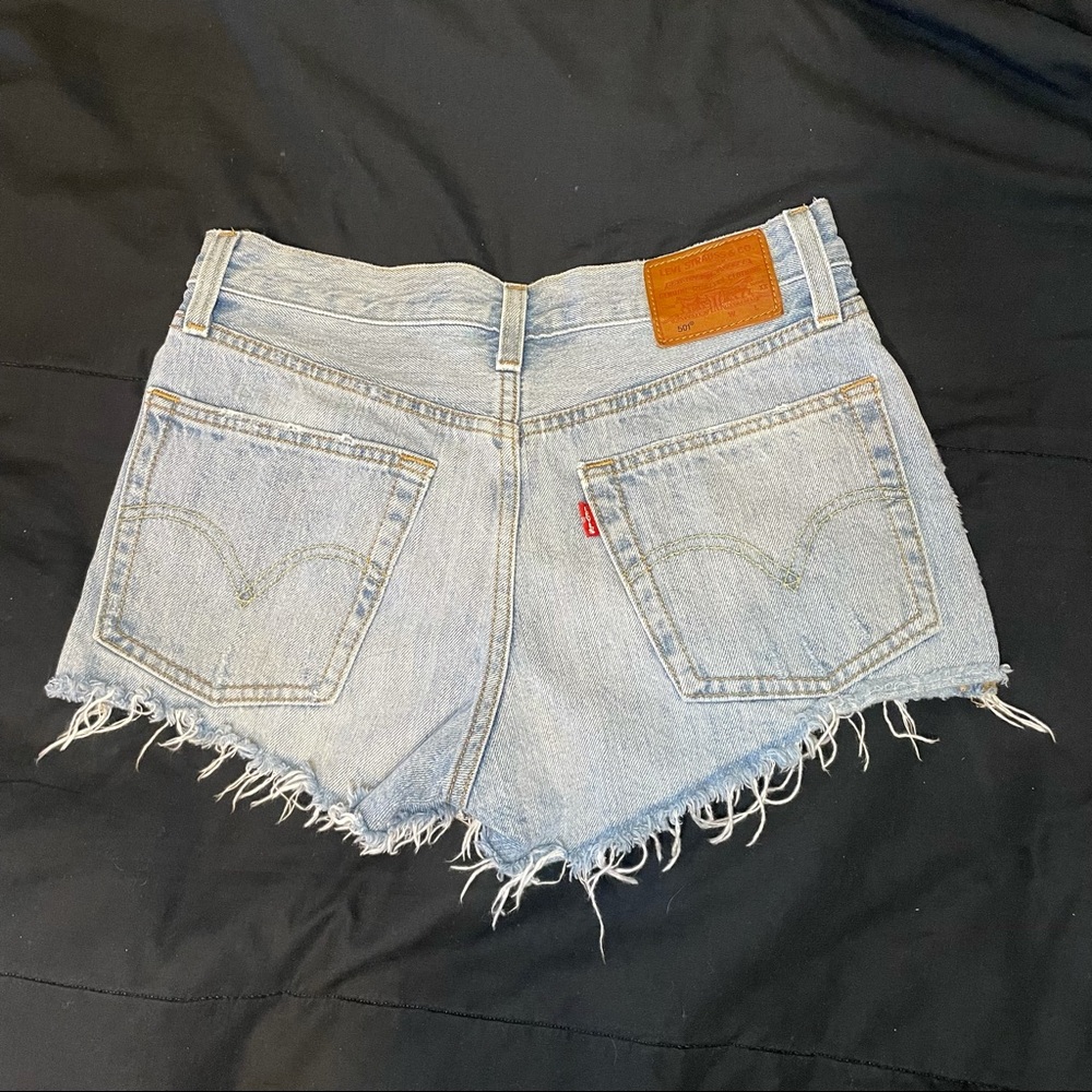 Women’s Levi 501 denim distressed shorts size 24 cutoff
